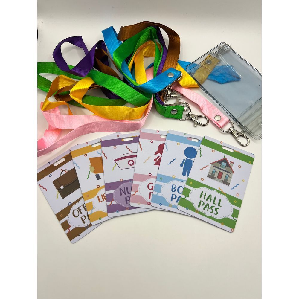 School Hall Pass Bundle‎ Set with Lanyards Teacher Classroom  Organization